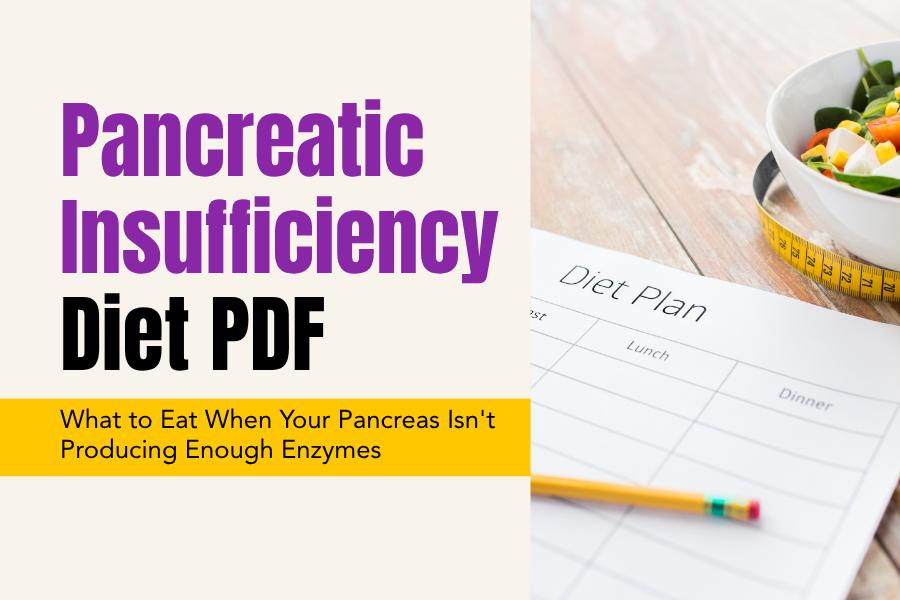 Pancreatic insufficiency diet infographic explaining why food choices and pancreatic enzyme replacement therapy work together to improve digestion and reduce symptoms.